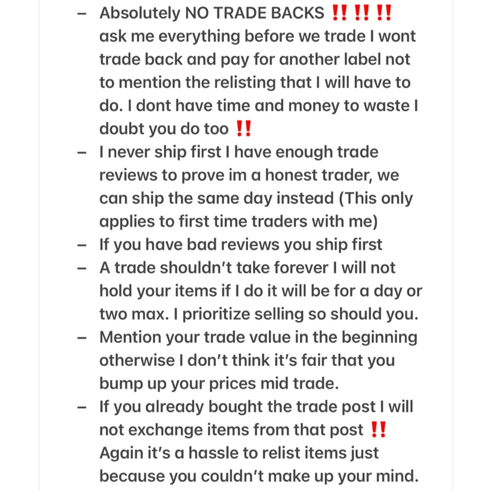 ‼️ TRADE POLICIES ‼️ - Picture 3 of 5